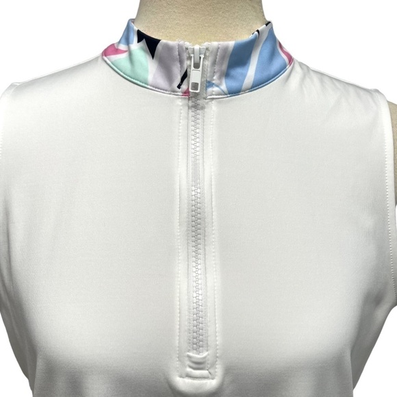 Tommy Bahama Golf White Quarter Zip Printed Stand Collar Casual Dress Large - Picture 4 of 10